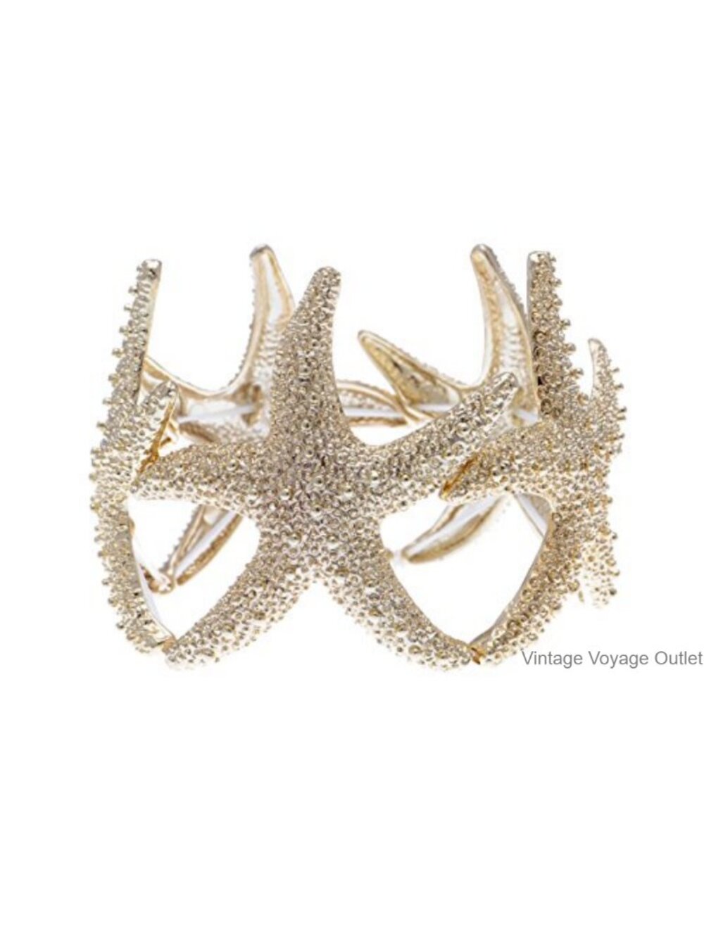 Textured Starfish Stretch Bangle Cuff Statement Bracelet Elastic One Size